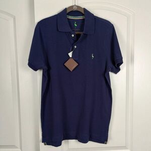 New Tailorbyrd Blue Cotton Short Sleeve Polo Shirt, Size M
